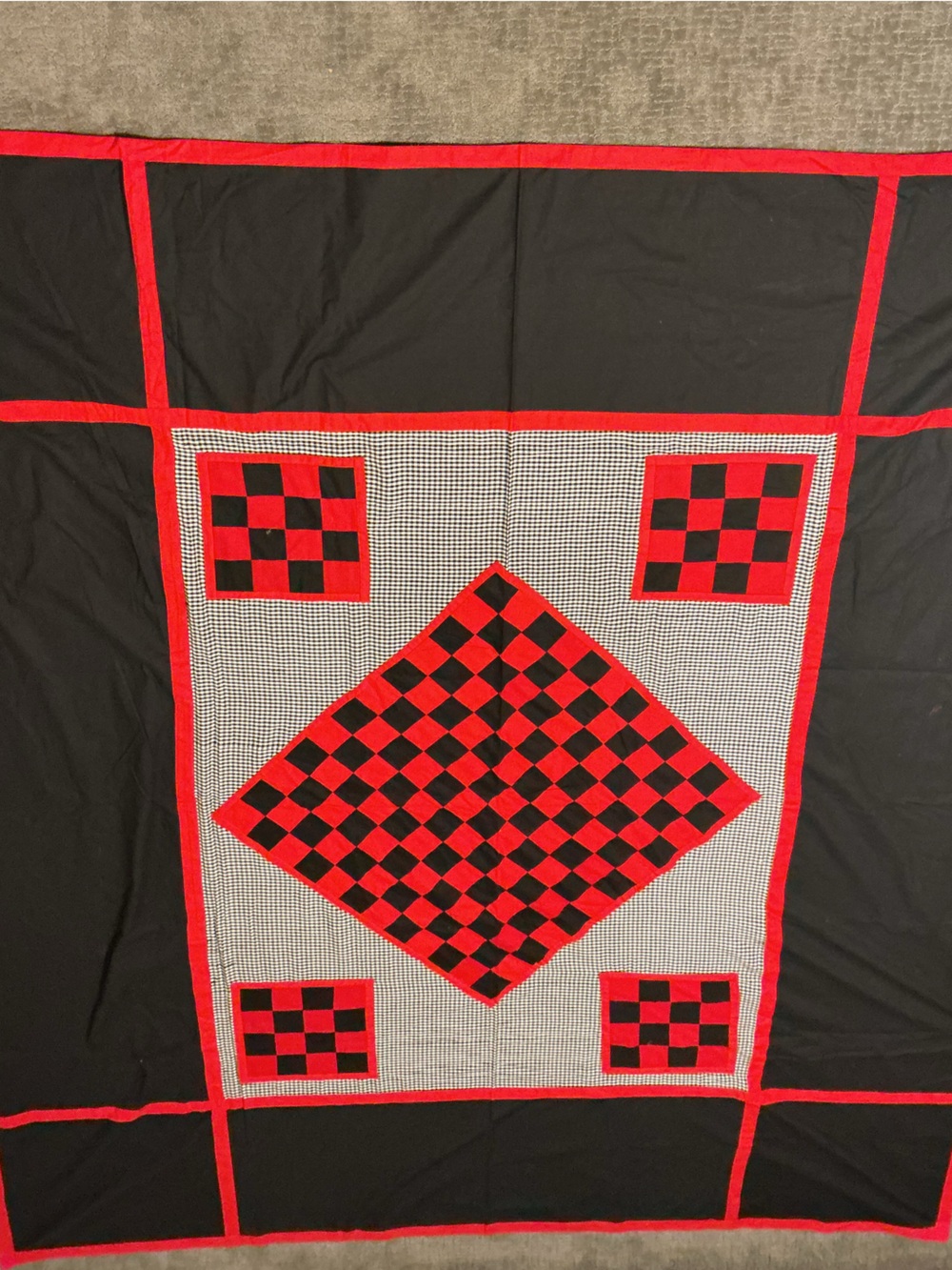 Black & Red Checkerboard Quilt